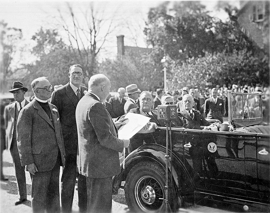 Photo, President Roosevelt Dedicating Duke of Gloucester Street, by Frank Nivison, October 20, 1934.